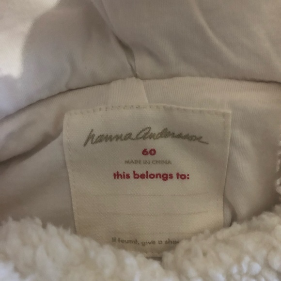 Hanna Andersson Baby Ivory Sherpa Fleece Hooded Jacket Size 60 3-6 months Cozy - Picture 2 of 4